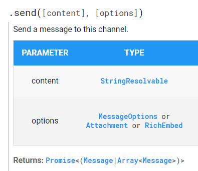 Message#send on the docs